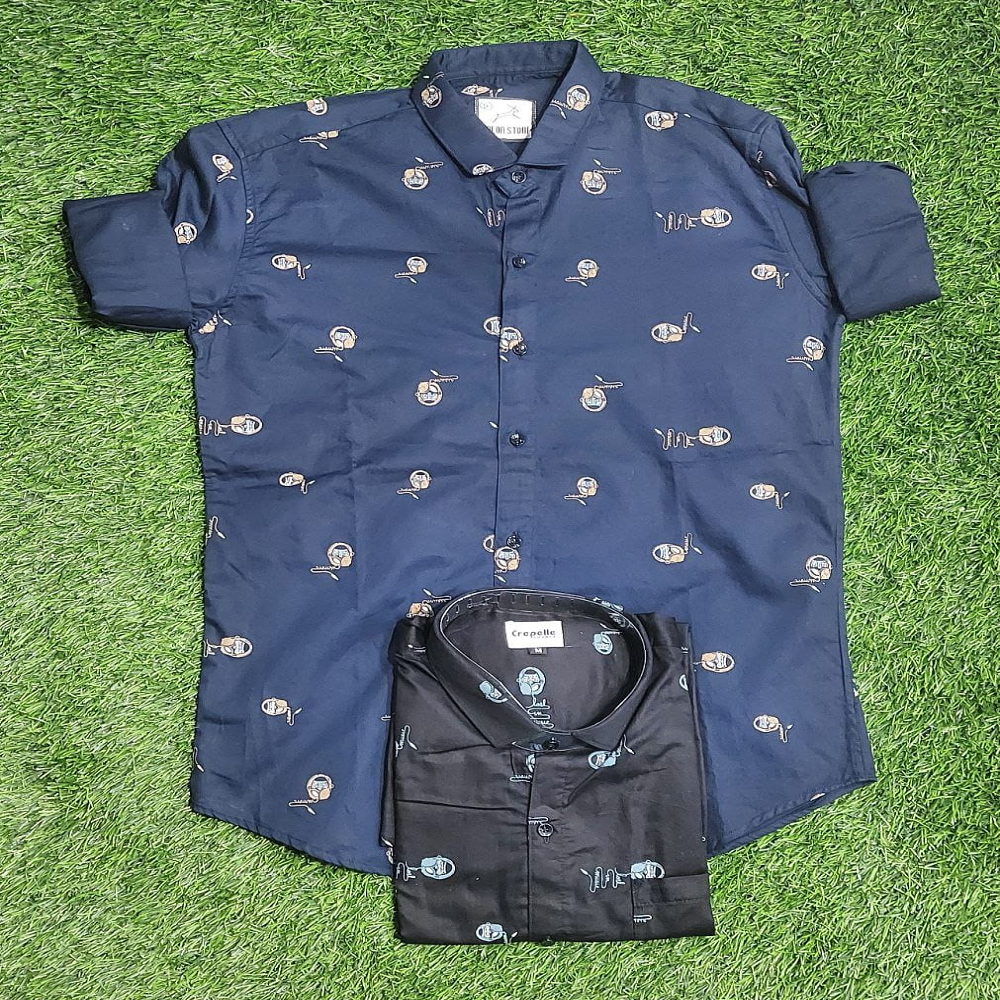 Shirt cotton Satin-print 1077